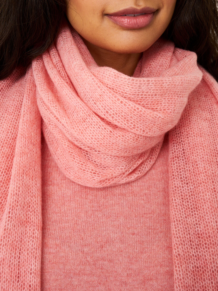 Loose knit organic cashmere scarf with rib details image number 172