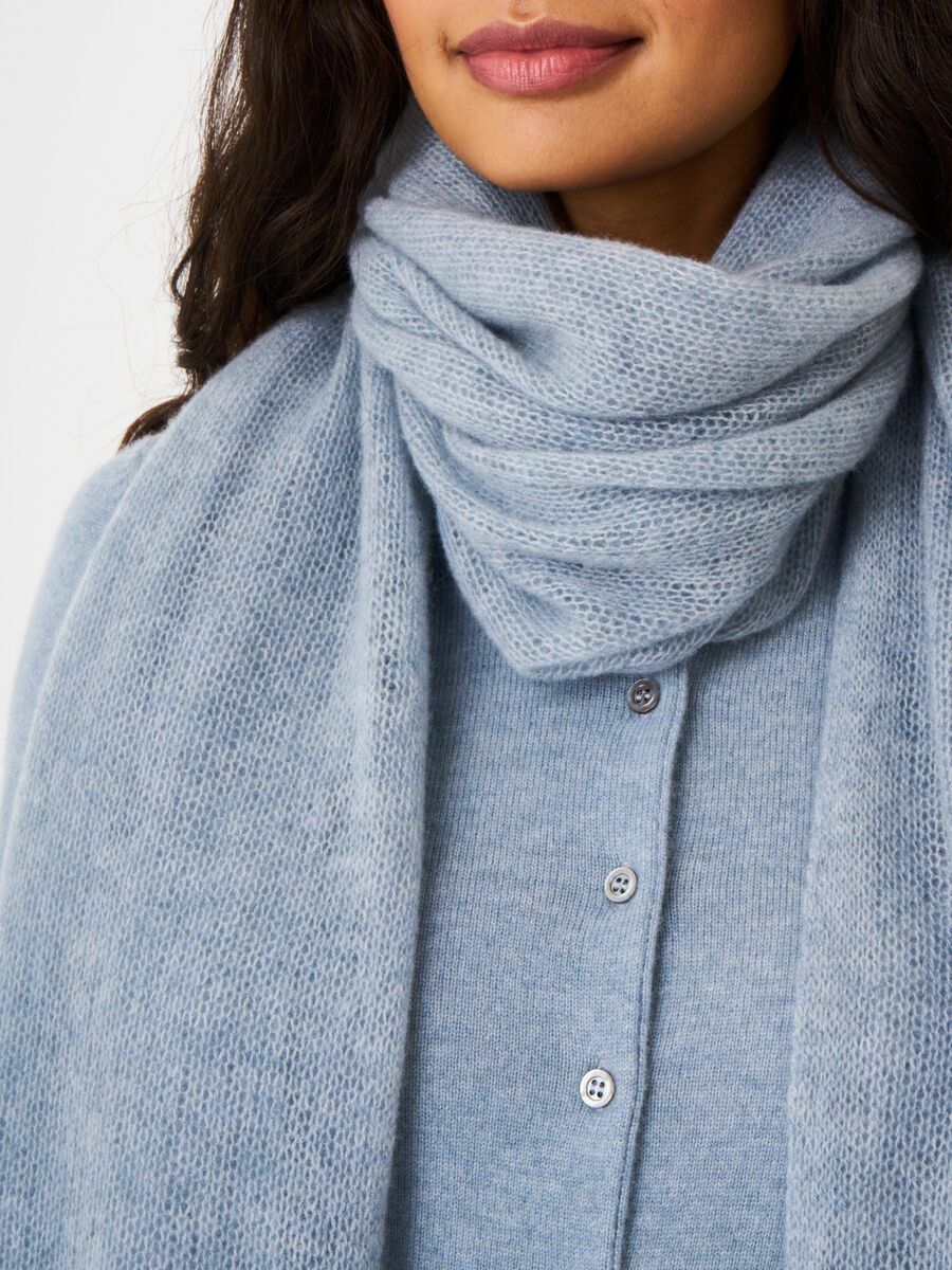 Loose knit organic cashmere scarf with rib details image number 180