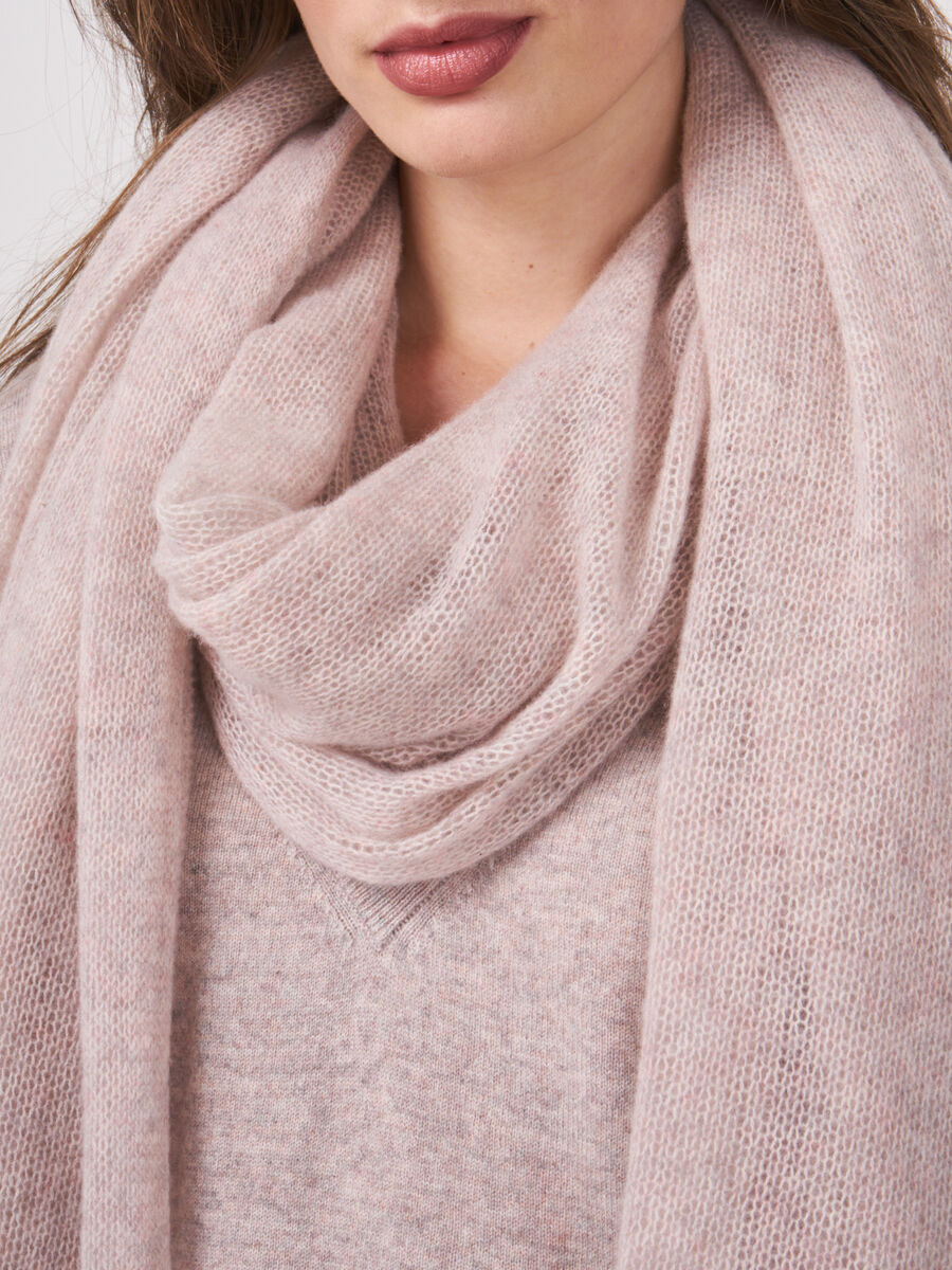 Loose knit organic cashmere scarf with rib details image number 201