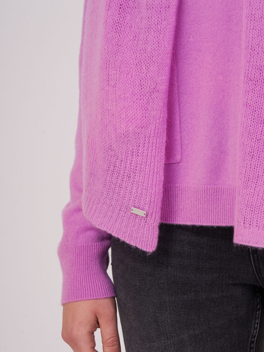 Loose knit organic cashmere scarf with rib details image number 212
