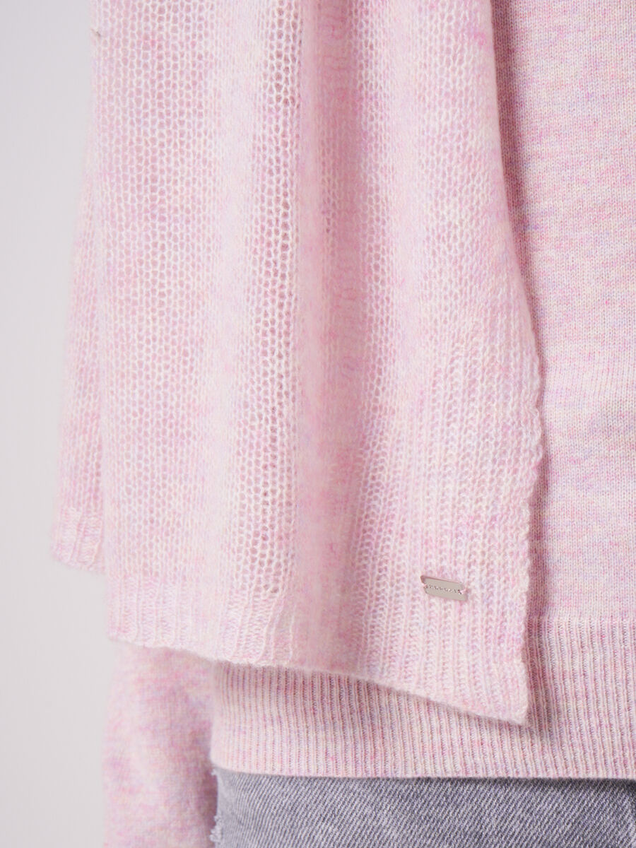 Loose knit organic cashmere scarf with rib details image number 220