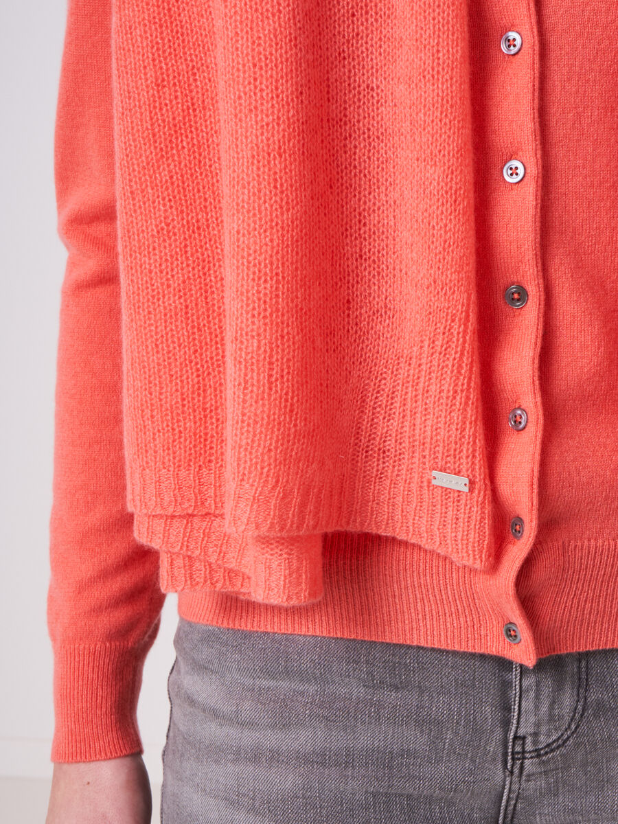 Loose knit organic cashmere scarf with rib details image number 232