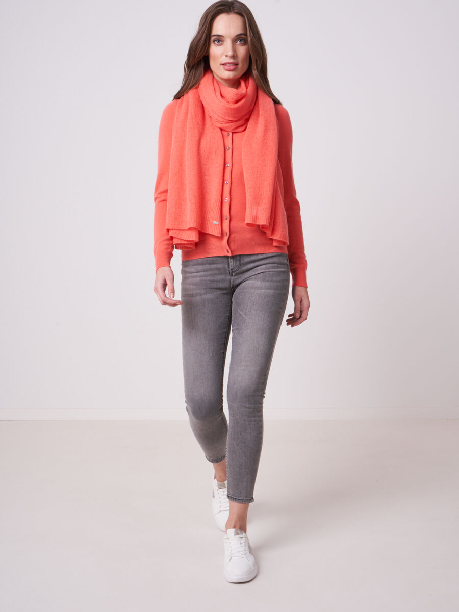 Loose knit organic cashmere scarf with rib details image number 234