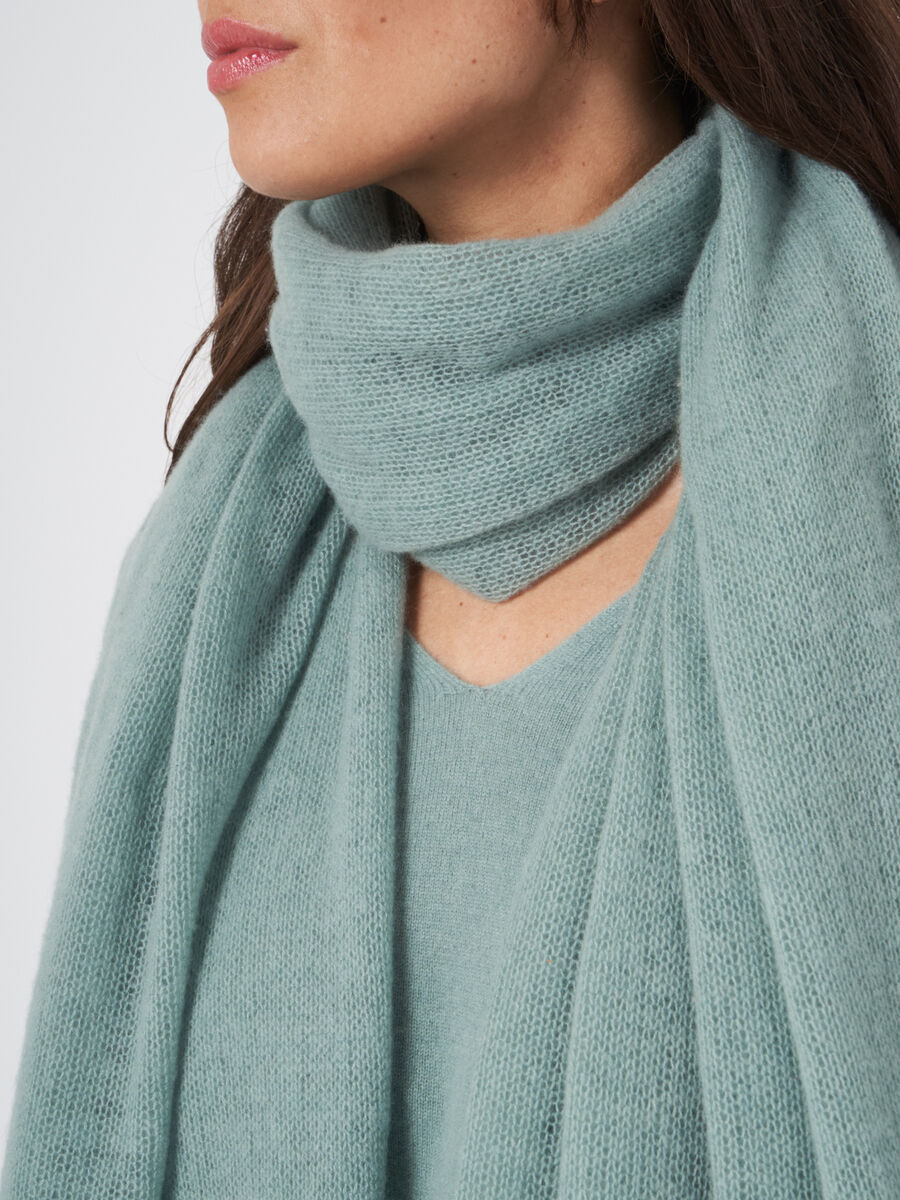 Loose knit organic cashmere scarf with rib details image number 238