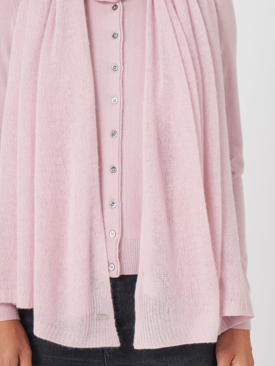 Loose knit organic cashmere scarf with rib details image number 250