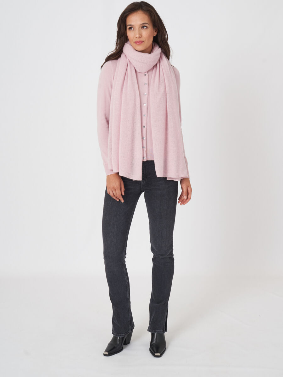 Loose knit organic cashmere scarf with rib details image number 253