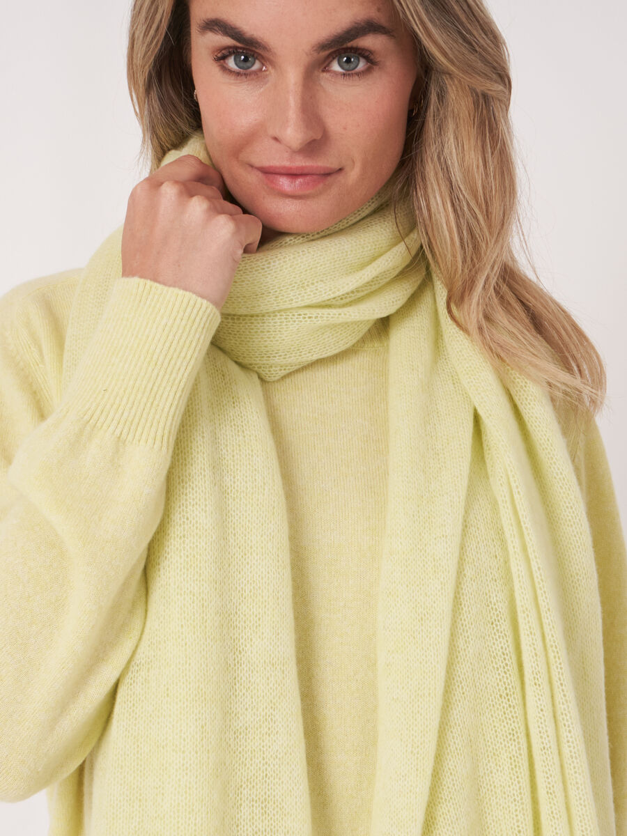 Loose knit organic cashmere scarf with rib details image number 267