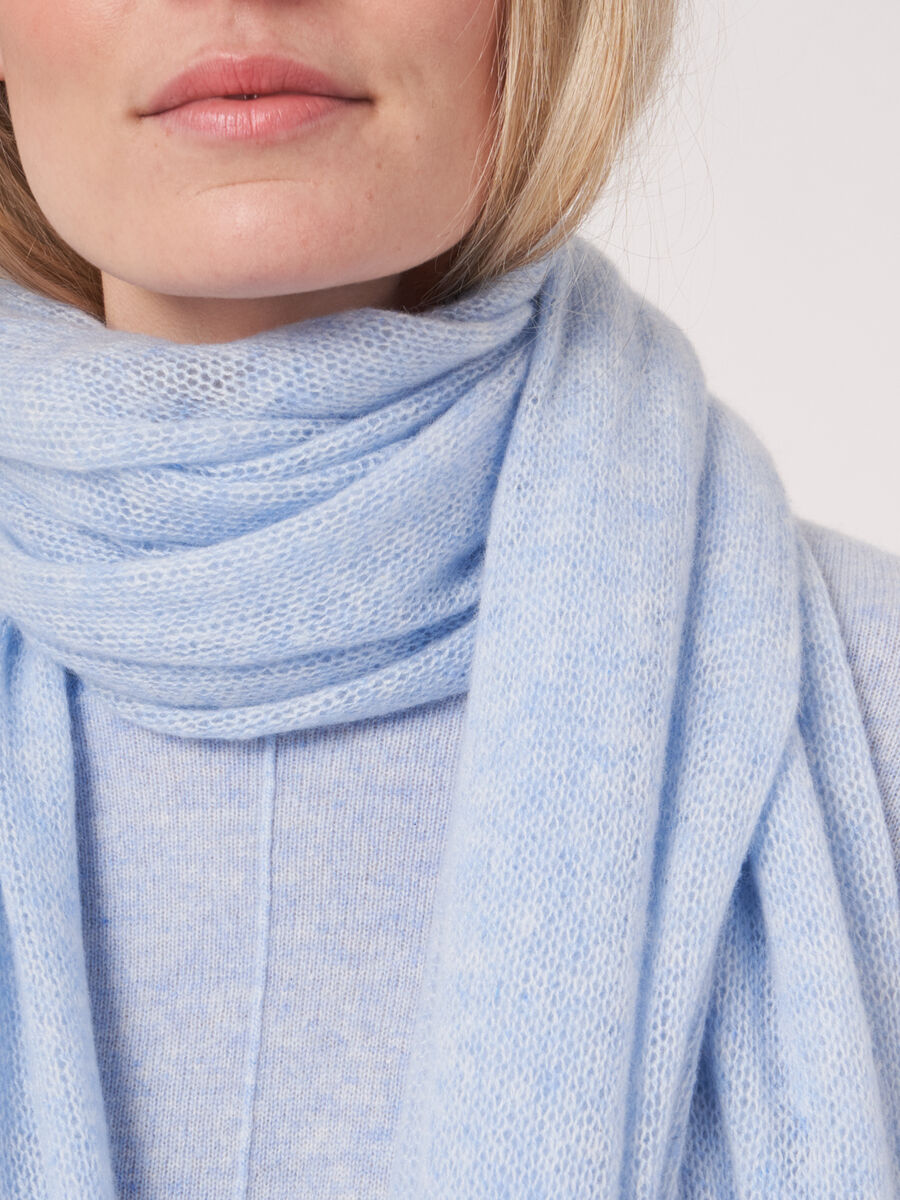 Loose knit organic cashmere scarf with rib details image number 279
