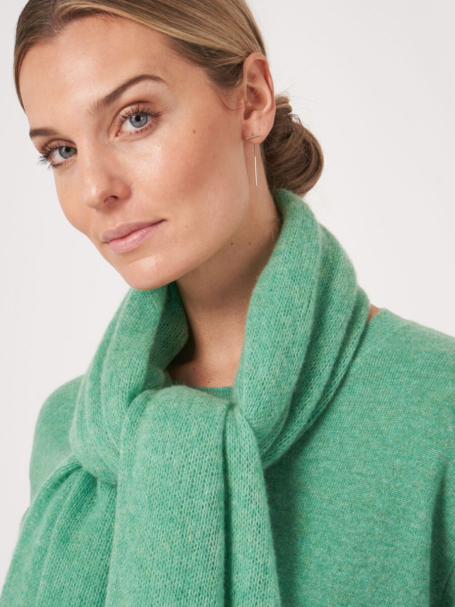 Loose knit organic cashmere scarf with rib details image number 99
