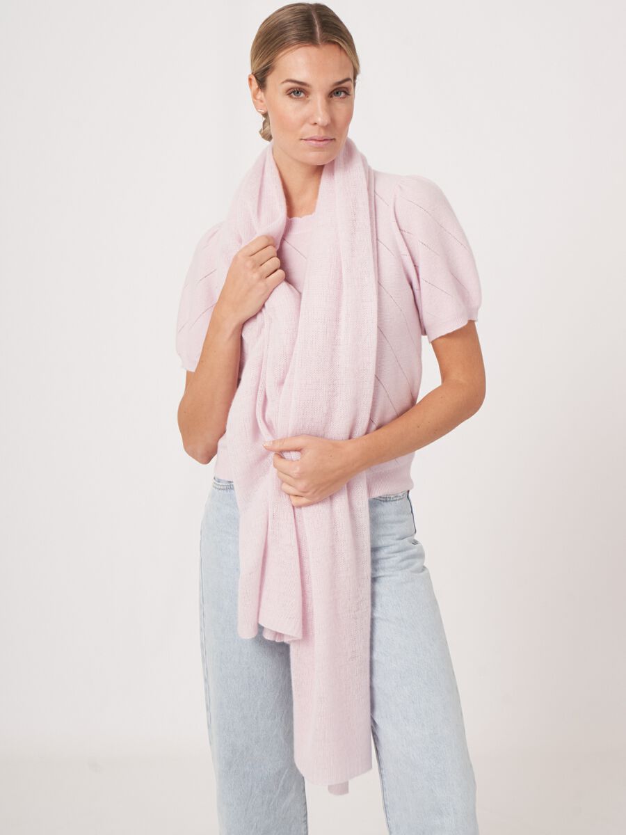 Loose knit organic cashmere scarf with rib details image number 103