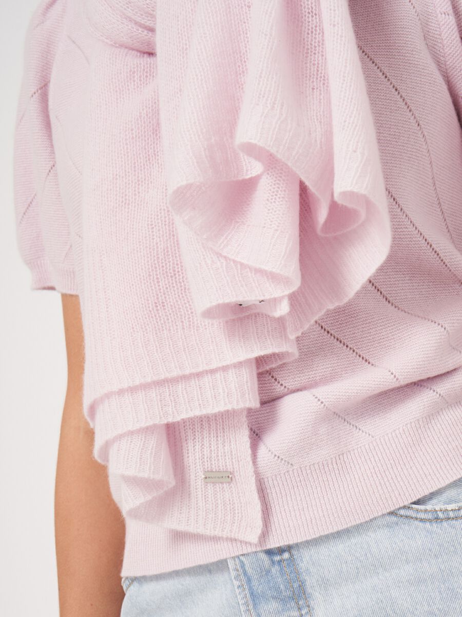 Loose knit organic cashmere scarf with rib details image number 105