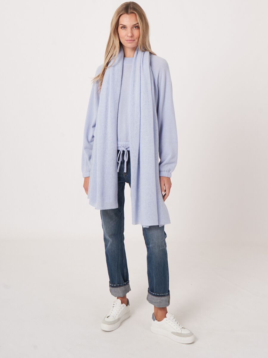 Loose knit organic cashmere scarf with rib details image number 120