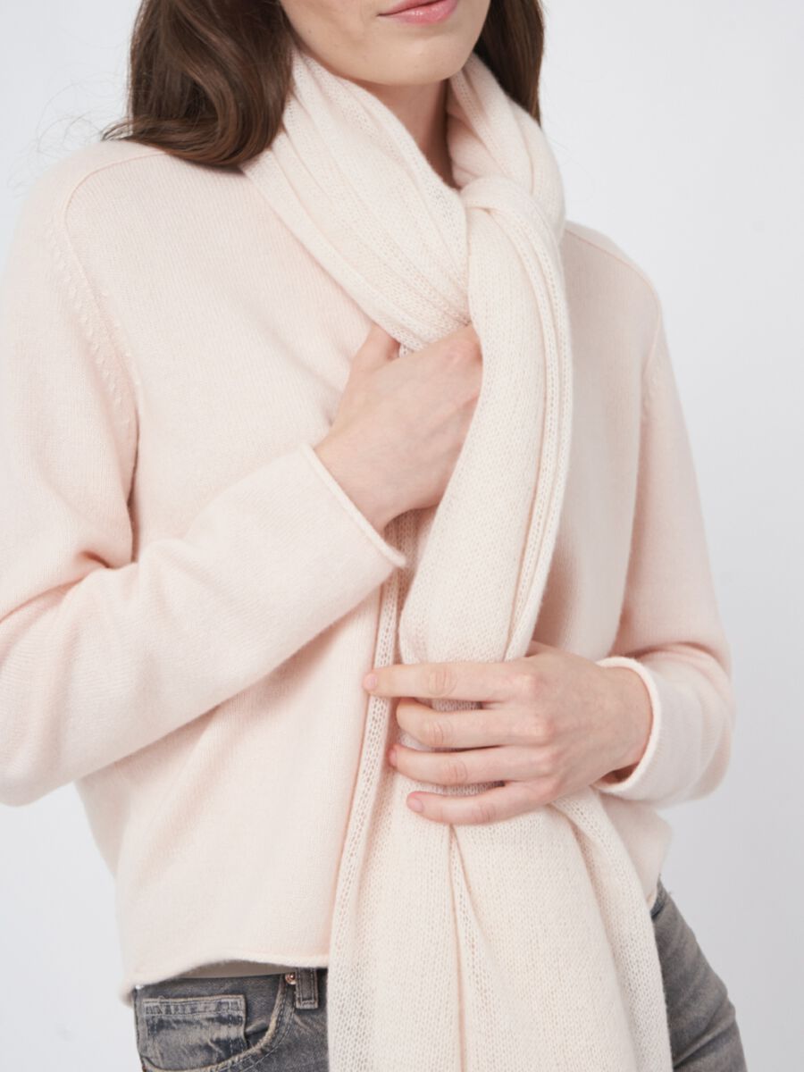 Loose knit organic cashmere scarf with rib details image number 68