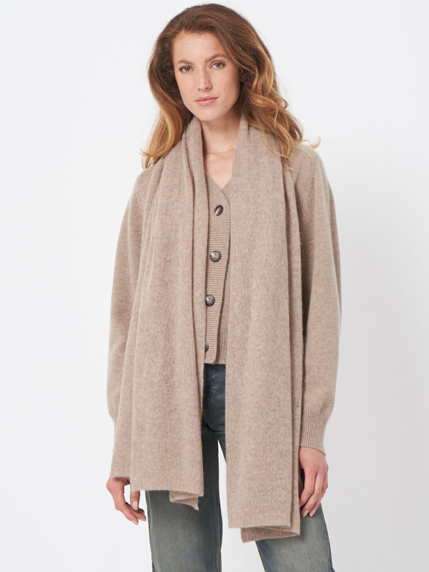 Oversized sjaal met ribdetails