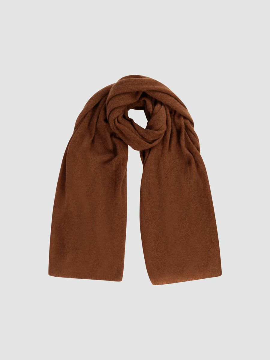 Loose knit organic cashmere scarf with rib details image number 0