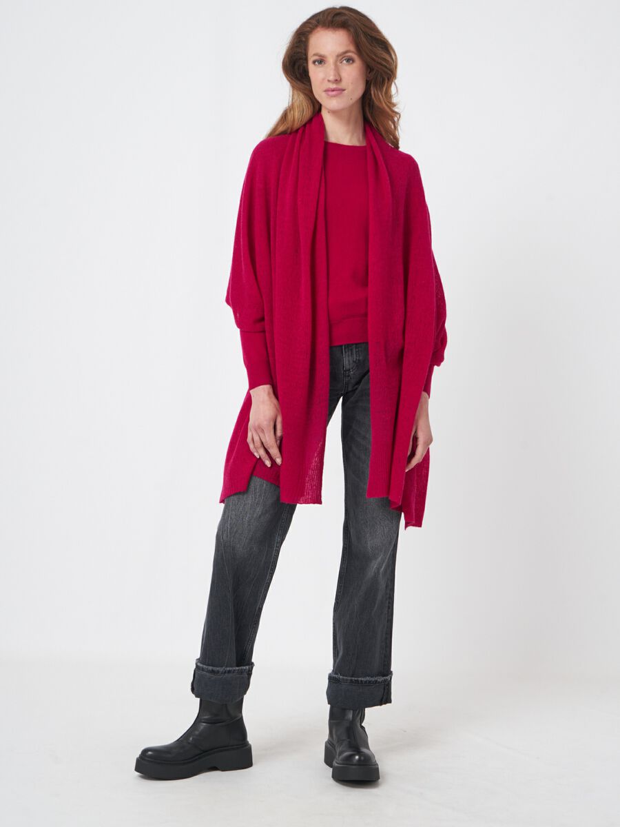 Loose knit organic cashmere scarf with rib details image number 84