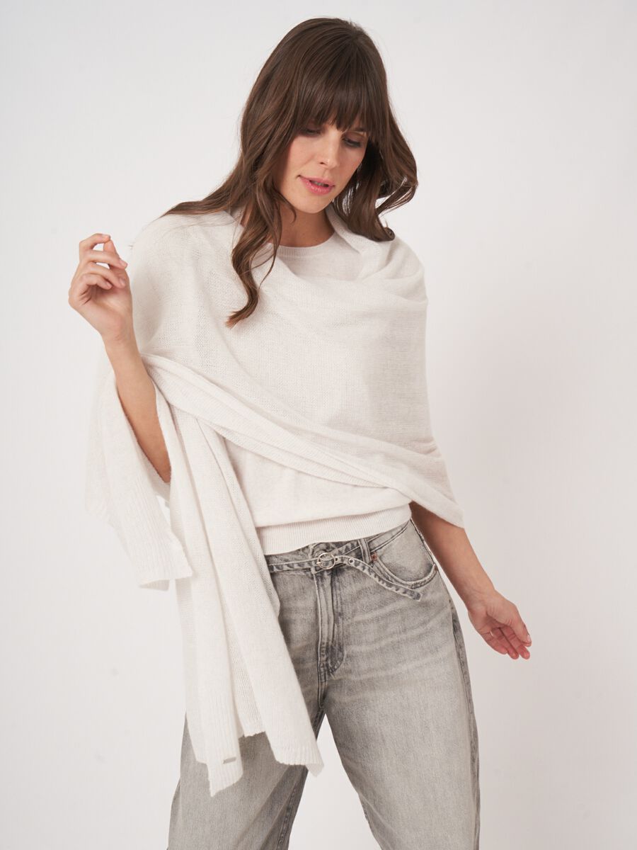 Loose knit organic cashmere scarf with rib details image number 0