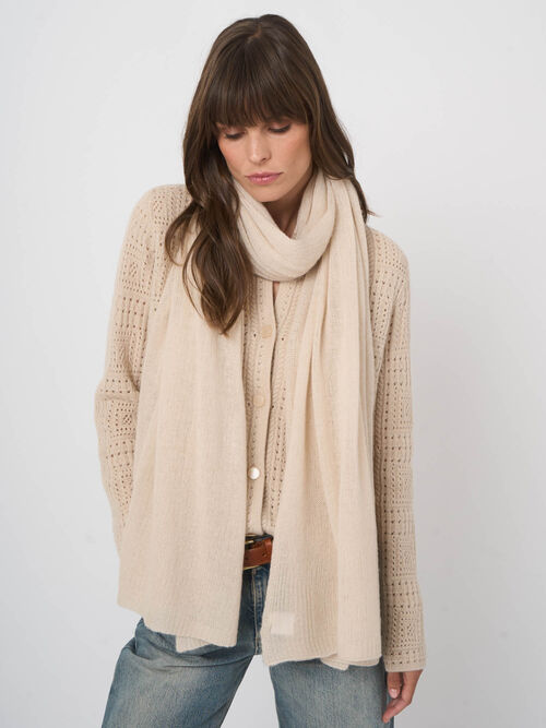 &Eacute;charpe oversize en cachemire bio GOTS, maille l&acirc;che
