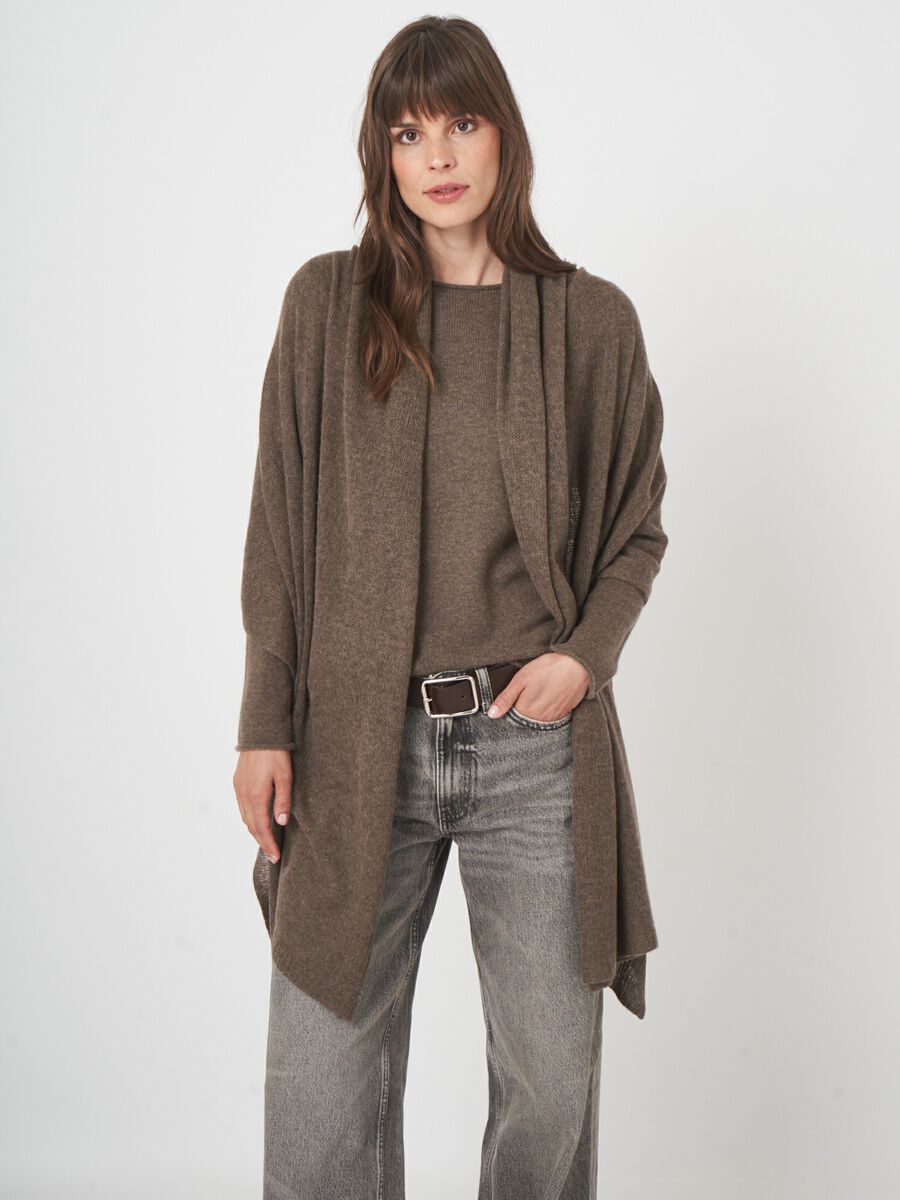 Loose knit organic cashmere scarf with rib details image number 2