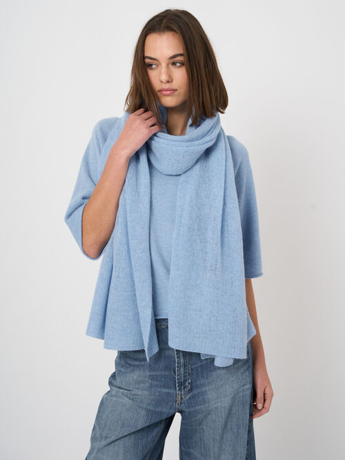 Oversized loose-knit organic cashmere scarf