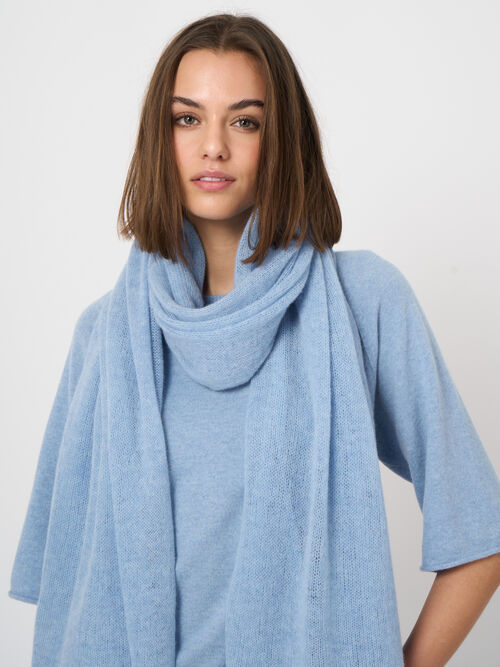 Oversized loose-knit organic cashmere scarf