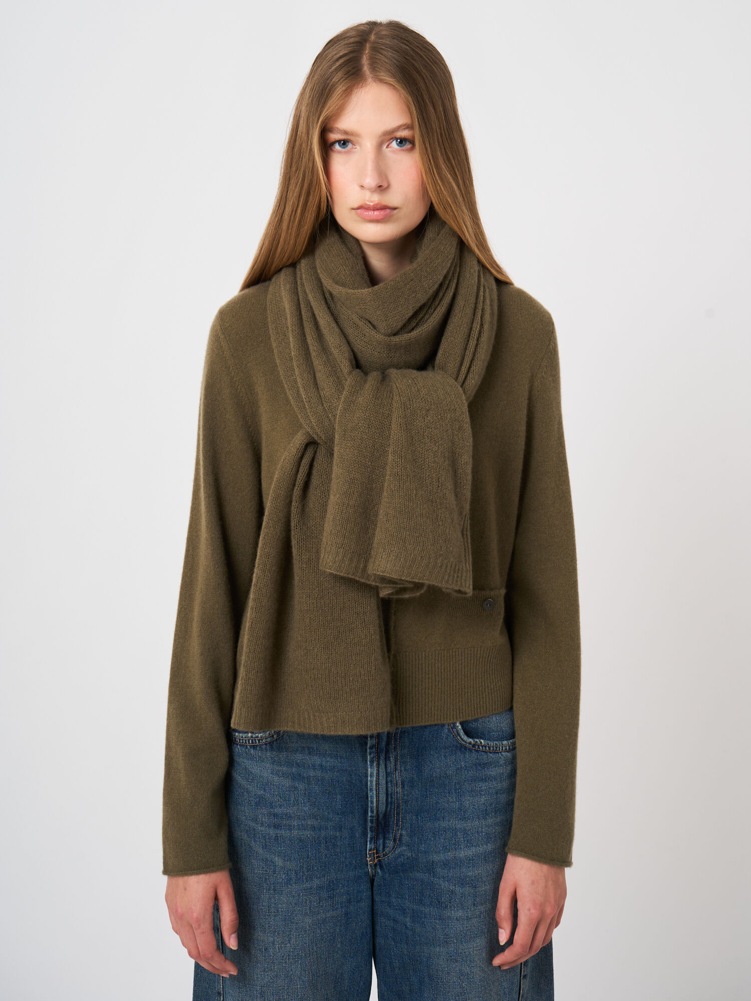Oversized kasjmier sjaal in los breisel