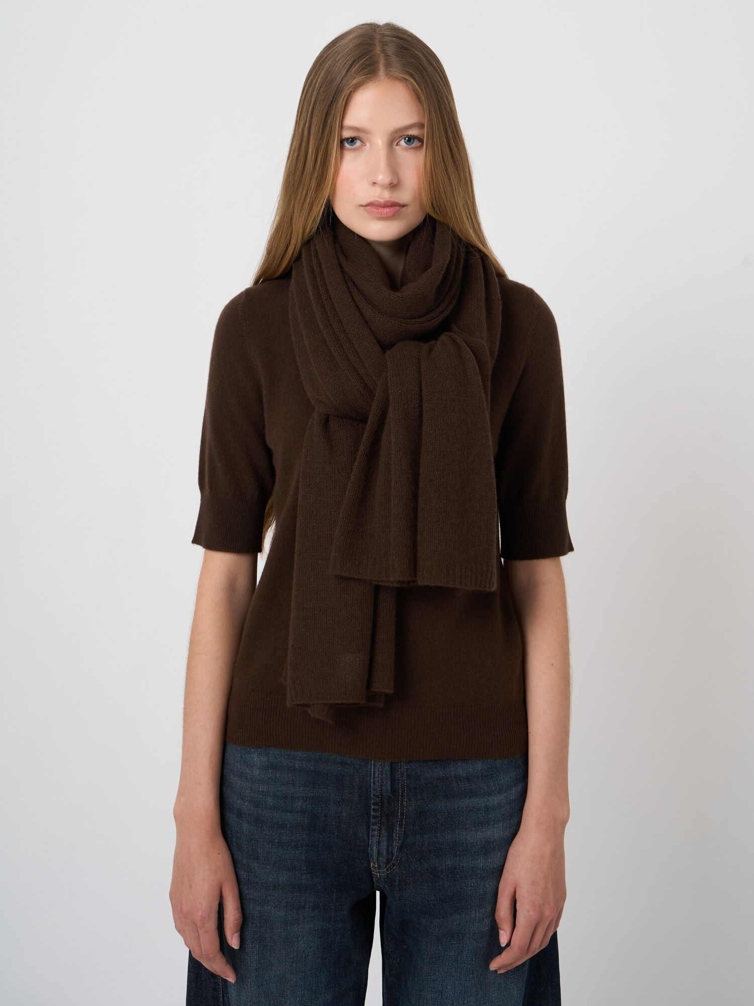 Oversized kasjmier sjaal in los breisel