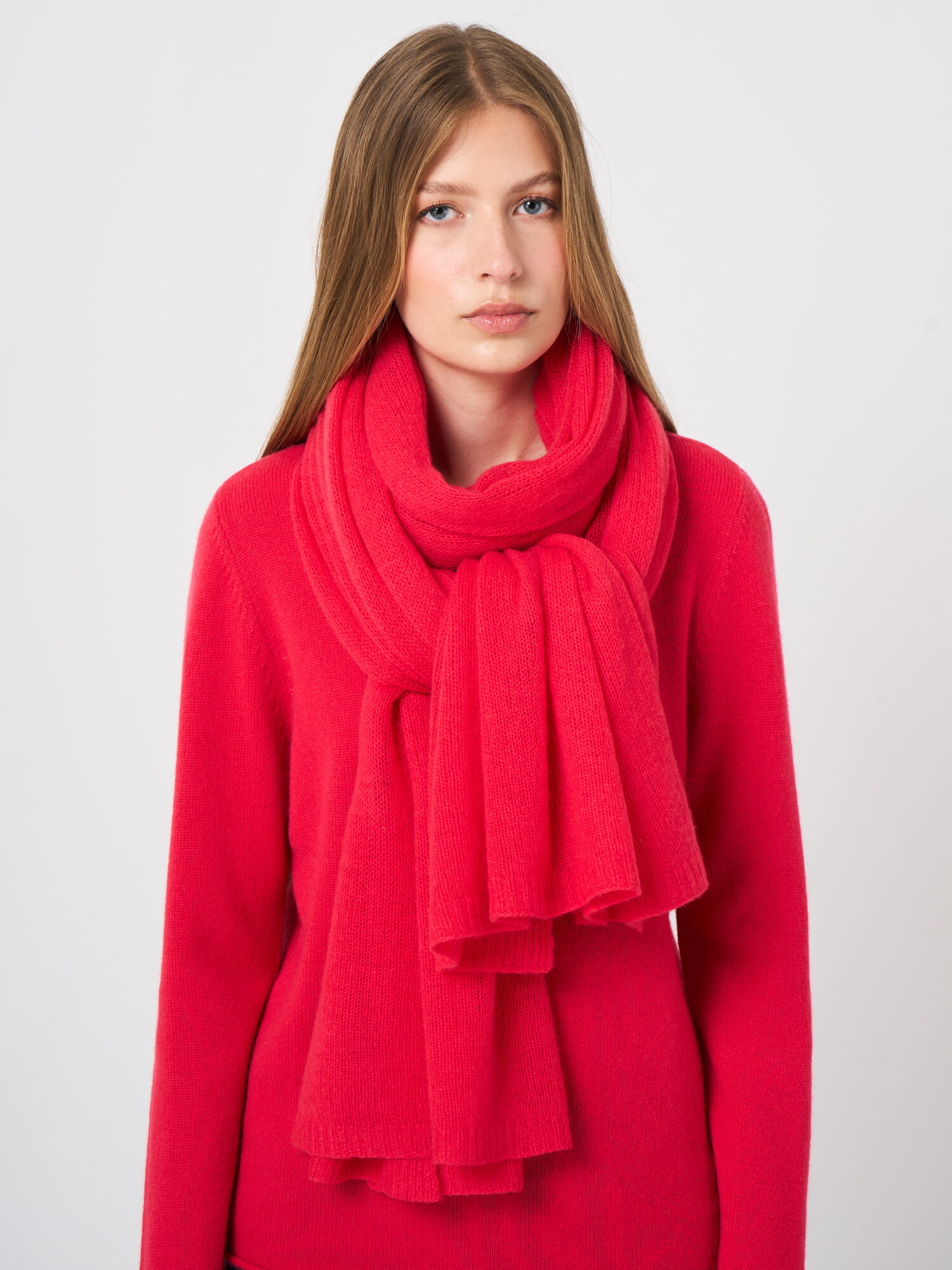 Oversized kasjmier sjaal in los breisel