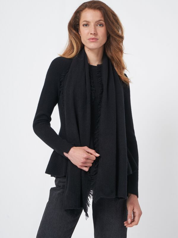 Fringed organic cashmere scarf image number 0