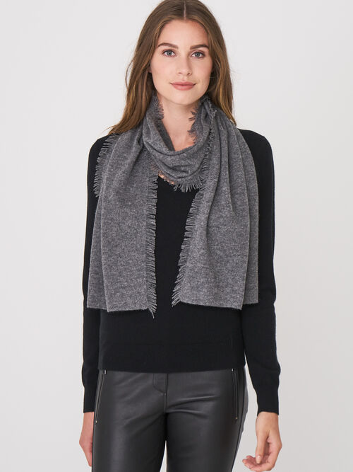 Fringed organic cashmere scarf