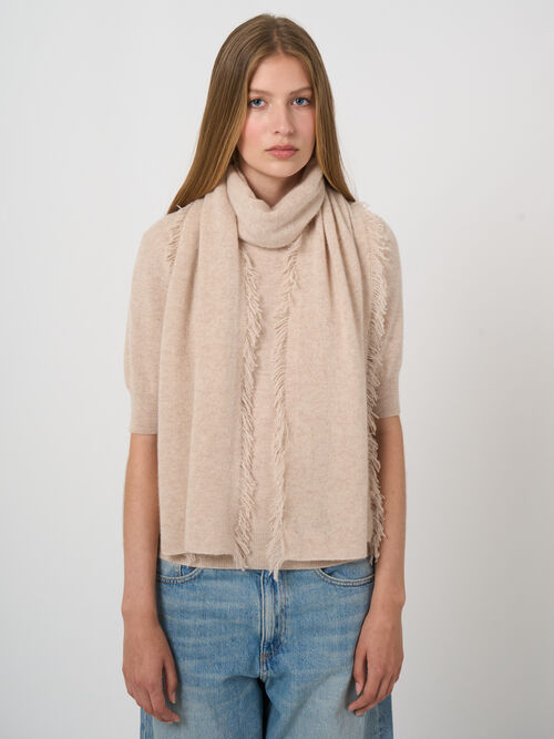 Fringed organic cashmere scarf