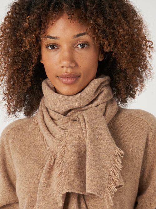 Fringed organic cashmere scarf