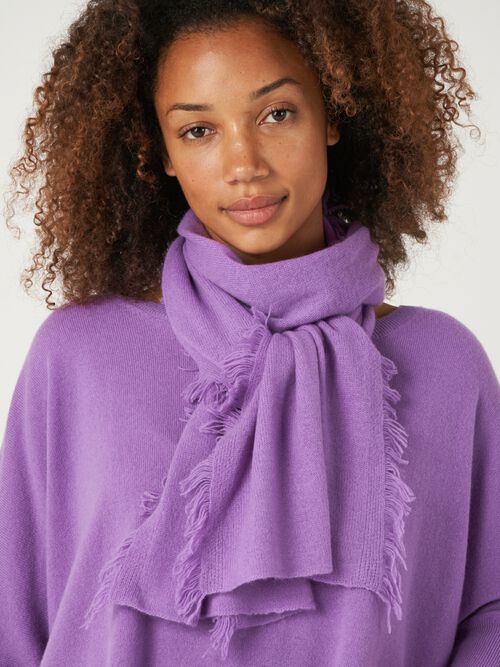 Fringed organic cashmere scarf