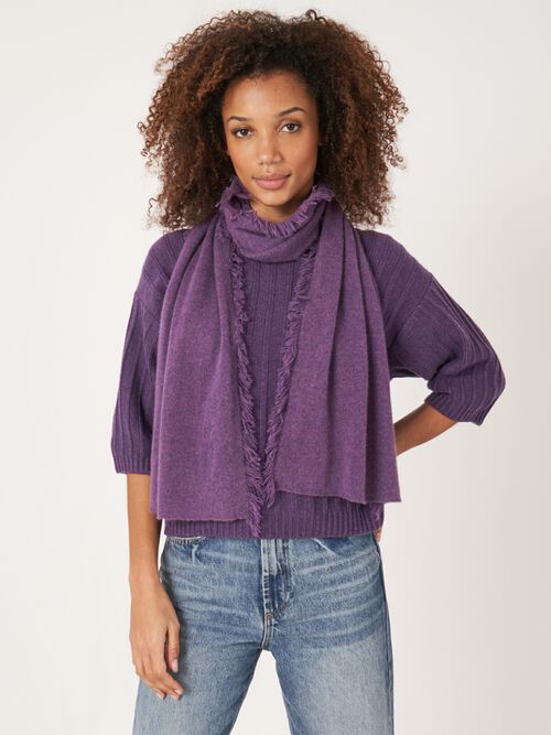 Fringed organic cashmere scarf