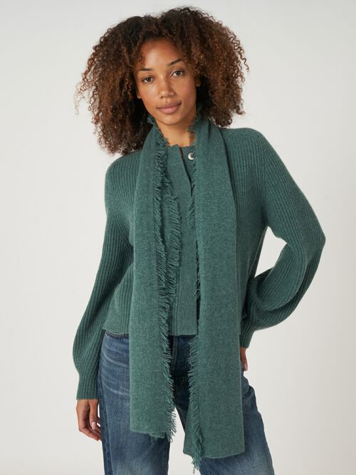 Fringed organic cashmere scarf