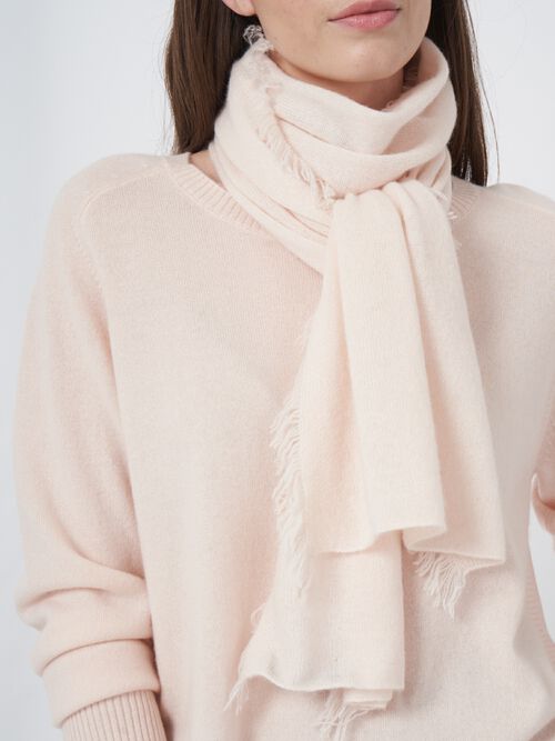 Fringed organic cashmere scarf