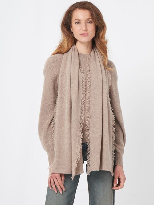Fringed organic cashmere scarf