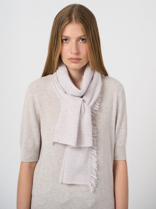 Fringed organic cashmere scarf