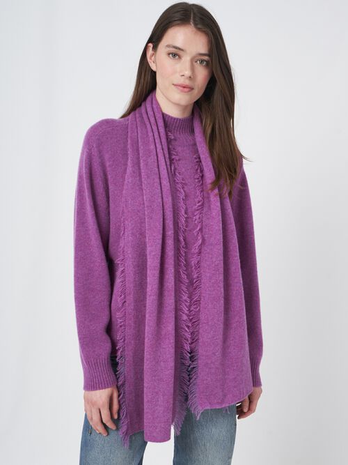Sjaal met franjes van biologisch cashmere