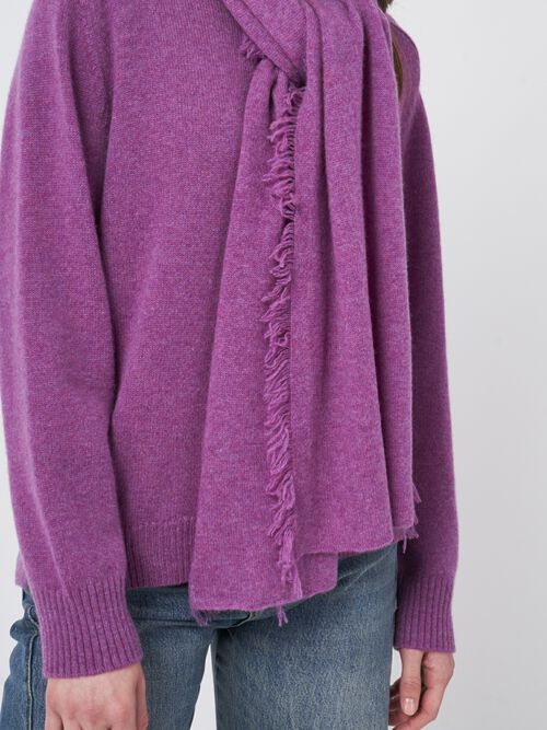 Sjaal met franjes van biologisch cashmere
