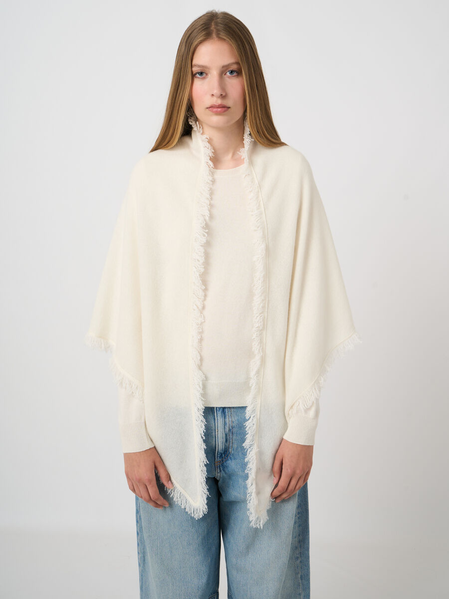 Triangular cashmere scarf with fringes image number 2