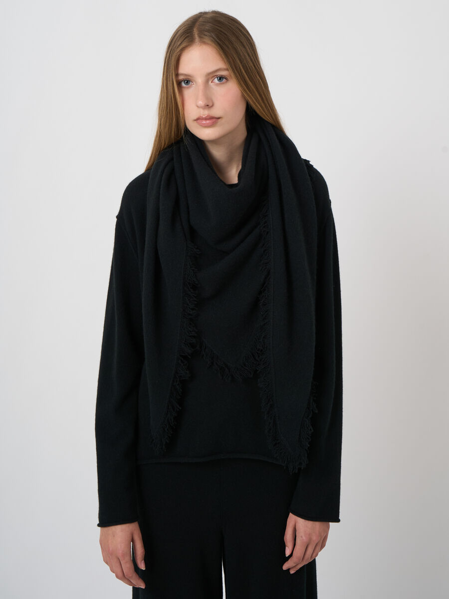 Foulard triangulaire femme &mdash; cachemire & franges repeat image number 0