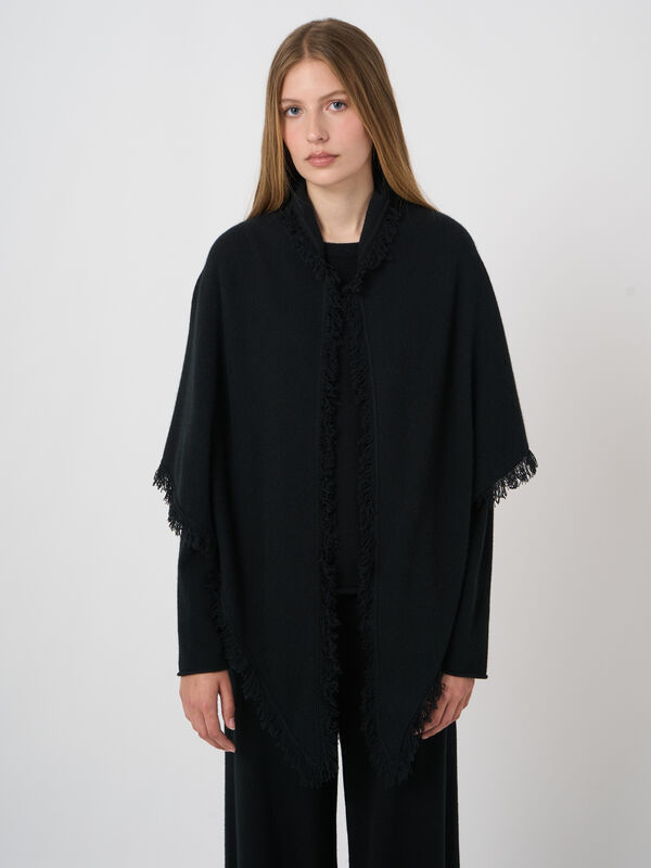 Triangular cashmere scarf with fringes image number 2