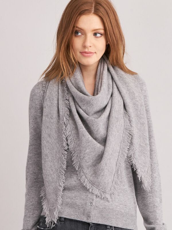 Kasjmieren driehoekssjaal met franjes - tijdloos & elegant image number 0