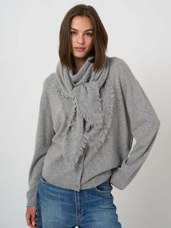 Foulard triangulaire femme &mdash; cachemire & franges repeat image number 0
