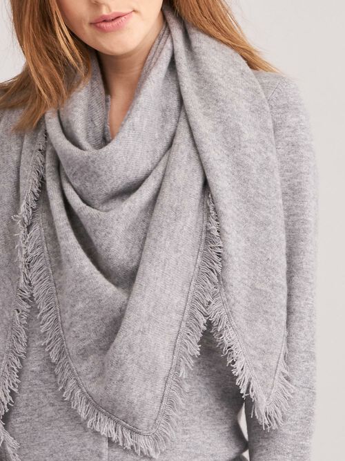 Kasjmieren driehoekssjaal met franjes - tijdloos & elegant