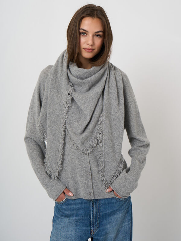 Foulard triangulaire femme &mdash; cachemire & franges repeat image number 1