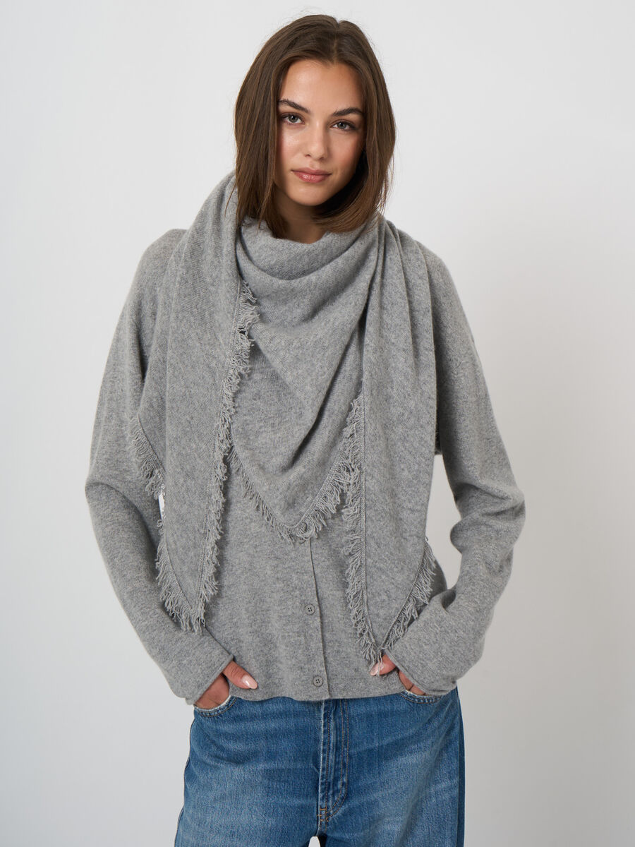 Foulard triangulaire femme &mdash; cachemire & franges repeat image number 1