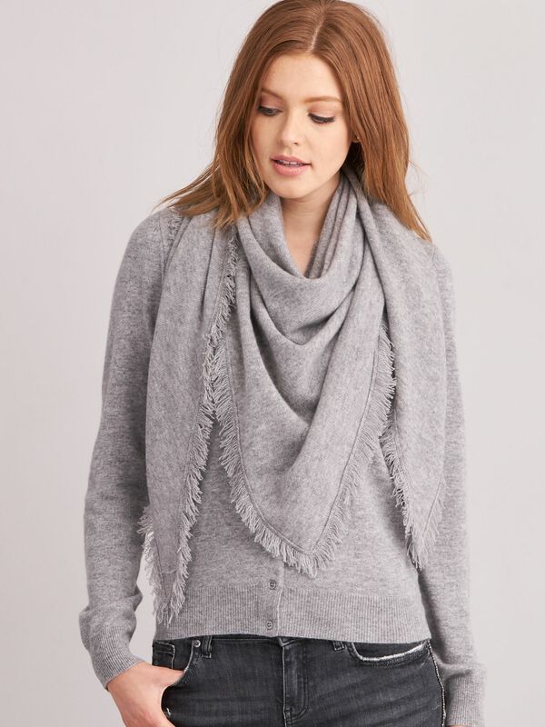 Kasjmieren driehoekssjaal met franjes - tijdloos & elegant image number 2