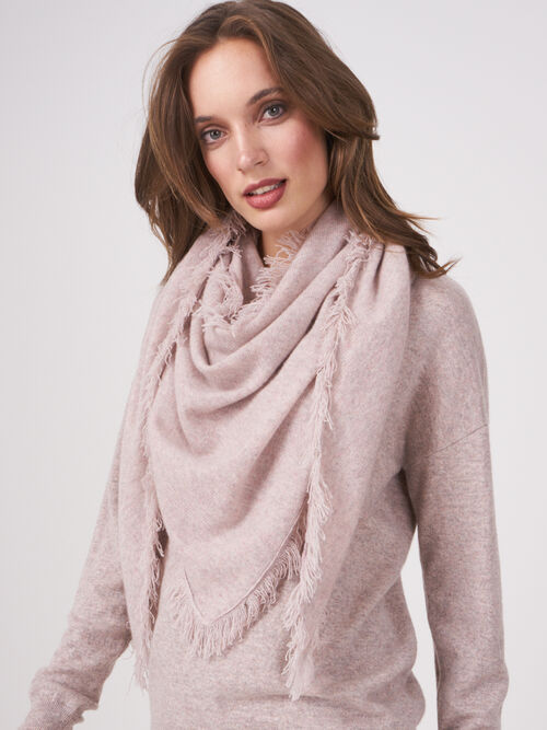 Triangular cashmere scarf with fringes